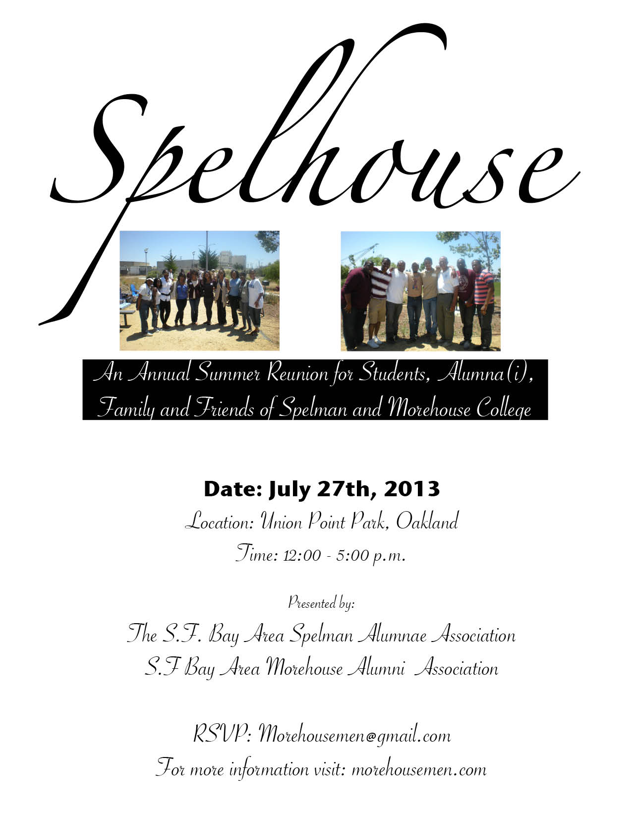 SpelHouse July 27th at Union Park in Oakland